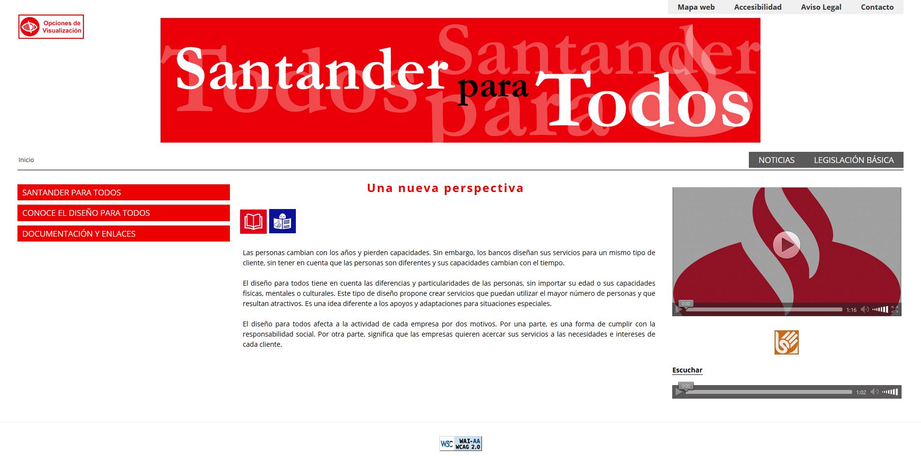 Proyecto de la web del banco Santander blog de RSC Doble AA